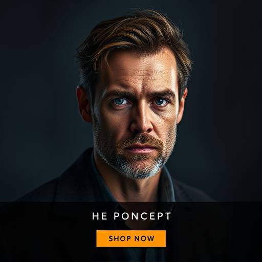 Creative concept portrait of an actor for a promotional campaign, featuring a dramatic and artistic theme.